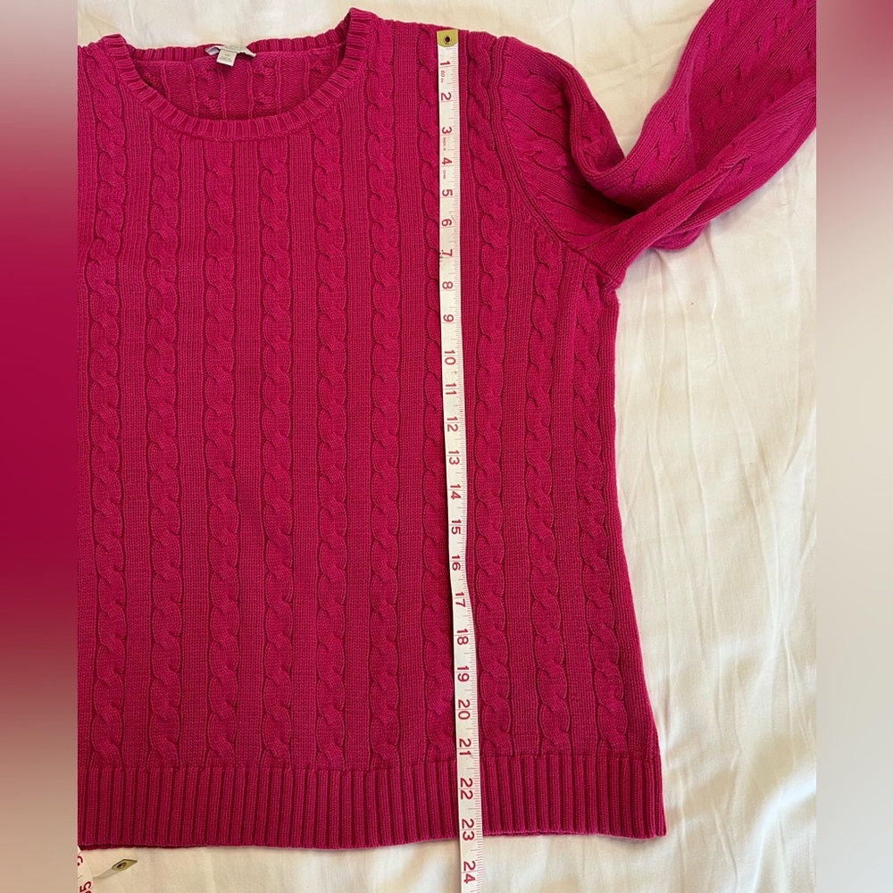 Talbots Pink Classic Cotton Cable Knit Crewneck Pullover Sweater Women’s 1X - Picture 8 of 8